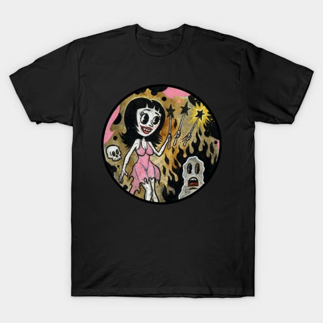 Molly and the Wand A Vintage Creepy  Rubber Hose cartoon Graphic T-Shirt by AtomicMadhouse